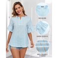 thumbnail image 3 of Blusa Altelime para mujer, cuello en V, manga corta, algodón, azul, 3 of 3