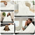 thumbnail image 6 of Lux Decor Striped Cozy Throw Blanket, Ultra Soft Lightweight Warm Fleece Blanket for Couch, Bed & Travel, All Season Comfort, Off White, 6 of 11