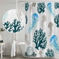 thumbnail image 5 of Jellyfish Coral Coastal Shower Curtain, Waterproof Shower Curtains for Bathroom, Nautical Summer Beach Ocean Sea Washable Fabric Bathtub Curtain Set Bath Decor with 12 Hooks 48"x72", 5 of 8