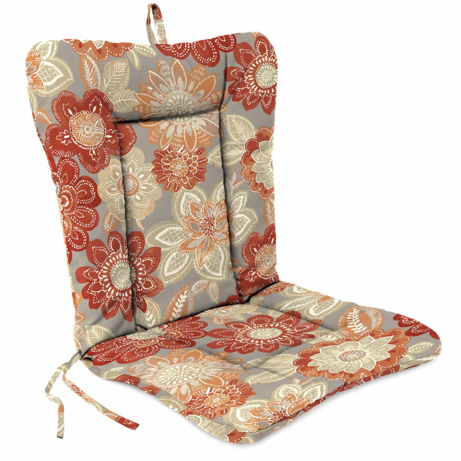 Jordan Manufacturing 21 x 38 in. Rectangular Outdoor Wrought Iron Chair Cushion with Ties and
