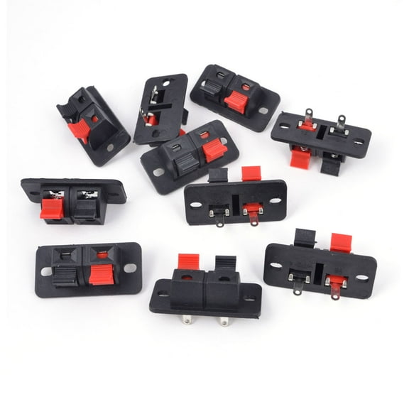 10Pcs Red and Black Spring Push Type Audio Terminal Board Connector