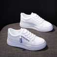 thumbnail image 3 of Zapatillas con cordones y plataforma para mujer, zapatos informales de color liso con parte superior baja, calzado para mujer, 3 of 4
