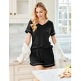 thumbnail image 3 of Ekouaer Pajamas Set for Women 2 Piece Short Sleeve Sleepwear Soft V Neck Tops and Shorts Pjs Lounge Set with Pocket, 3 of 6