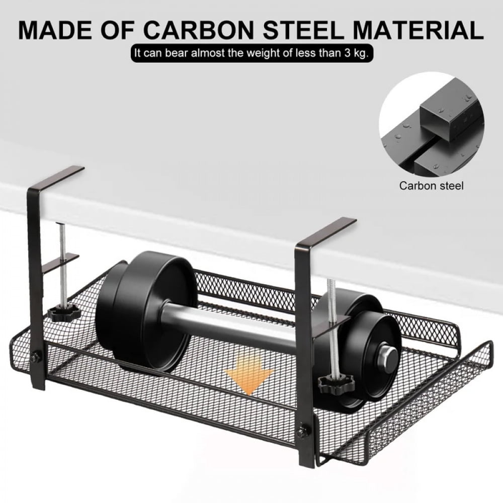 Under Desk Cable Management Tray Carbon Steel No Drill with Clamps Desk Wire Organizers Tray Cable Management Storage Tray