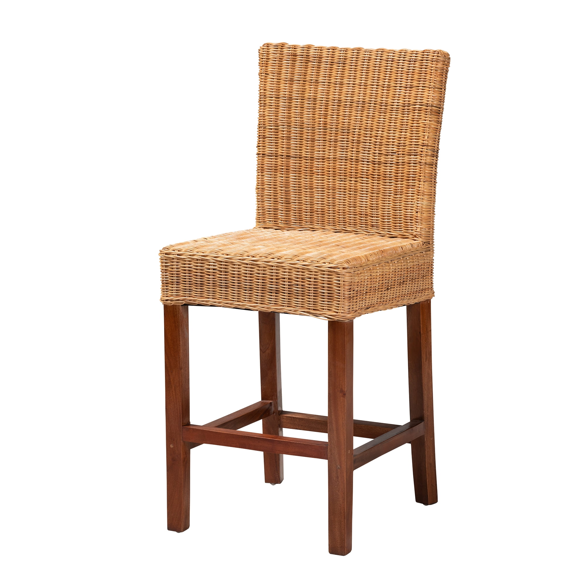 bali & pari Racquel Rattan Bar Stool, Natural Brown