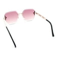 thumbnail image 7 of Womens Rhinestone Jewel Chain Arm Rimless Oversize Butterfly Rectangle Sunglasses [Gold - Burgundy], 7 of 7