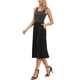 thumbnail image 4 of INSPIRAR CHIC Vestido casual para el verano de mujeres, vestido sin mangas de cuello cuadrado con parche a rayas y longitud midi XS Negro, 4 of 6