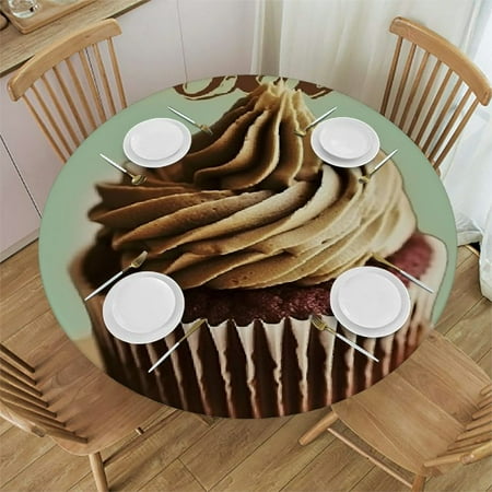 

Orinice Cupcake Chocolate Frosting Round Tablecloth Stain Resistant Washable Indoor Outdoor Kitchen Dining Wedding Parties Picnic Camping 100% Polyester Fiber 31-35