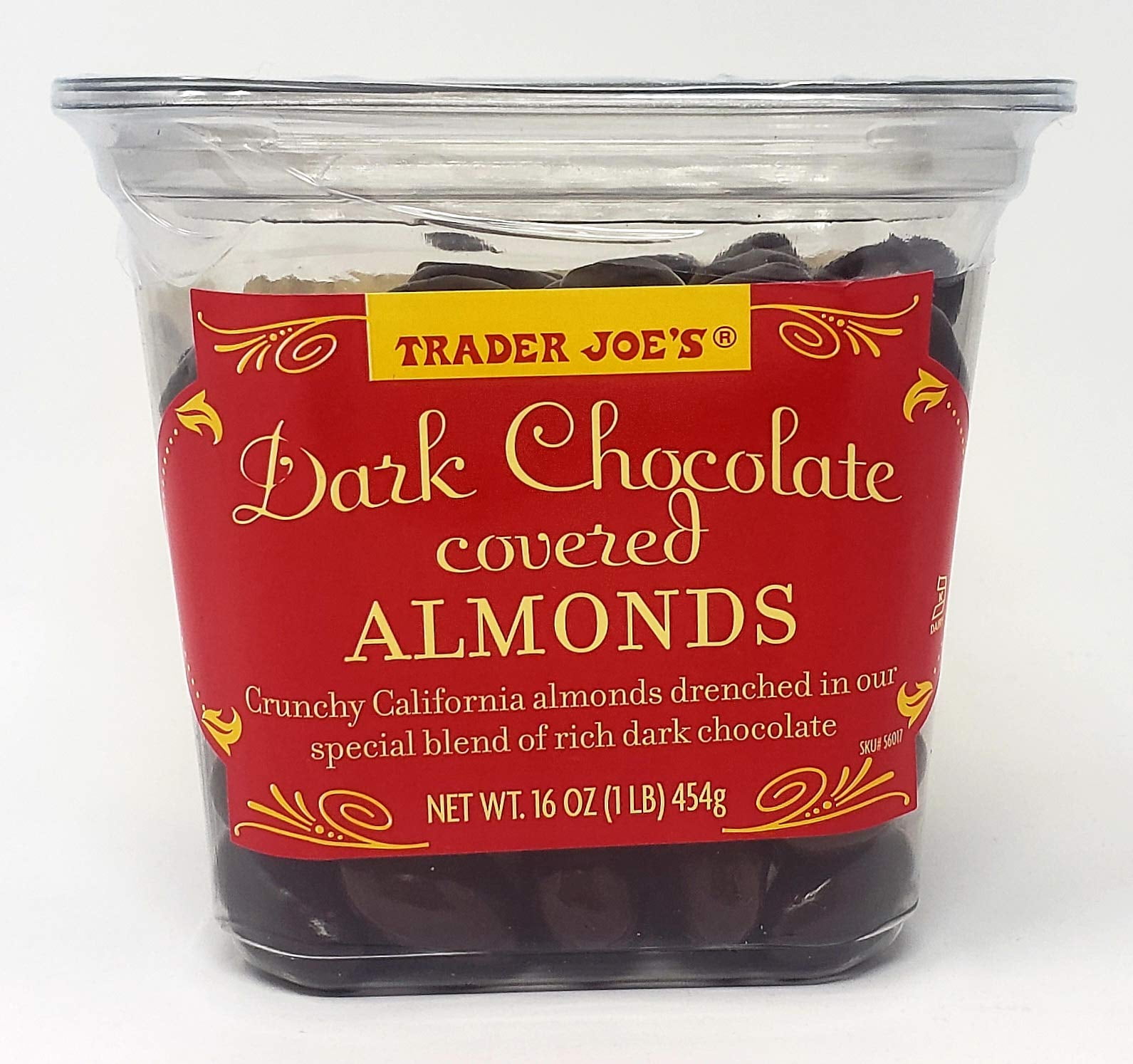 Trader Joe's Dark Chocolate Almonds Crunchy California Almonds Drenched in Rich Dark Chocolate