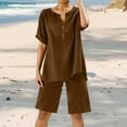 thumbnail image 2 of Conjunto de 2 piezas para mujer: blusa de pierna ancha y pantalones elásticos, cuello en V, ropa informal para el día a día, para todas las estaciones, tallas S/XXXXXL, 2 of 6