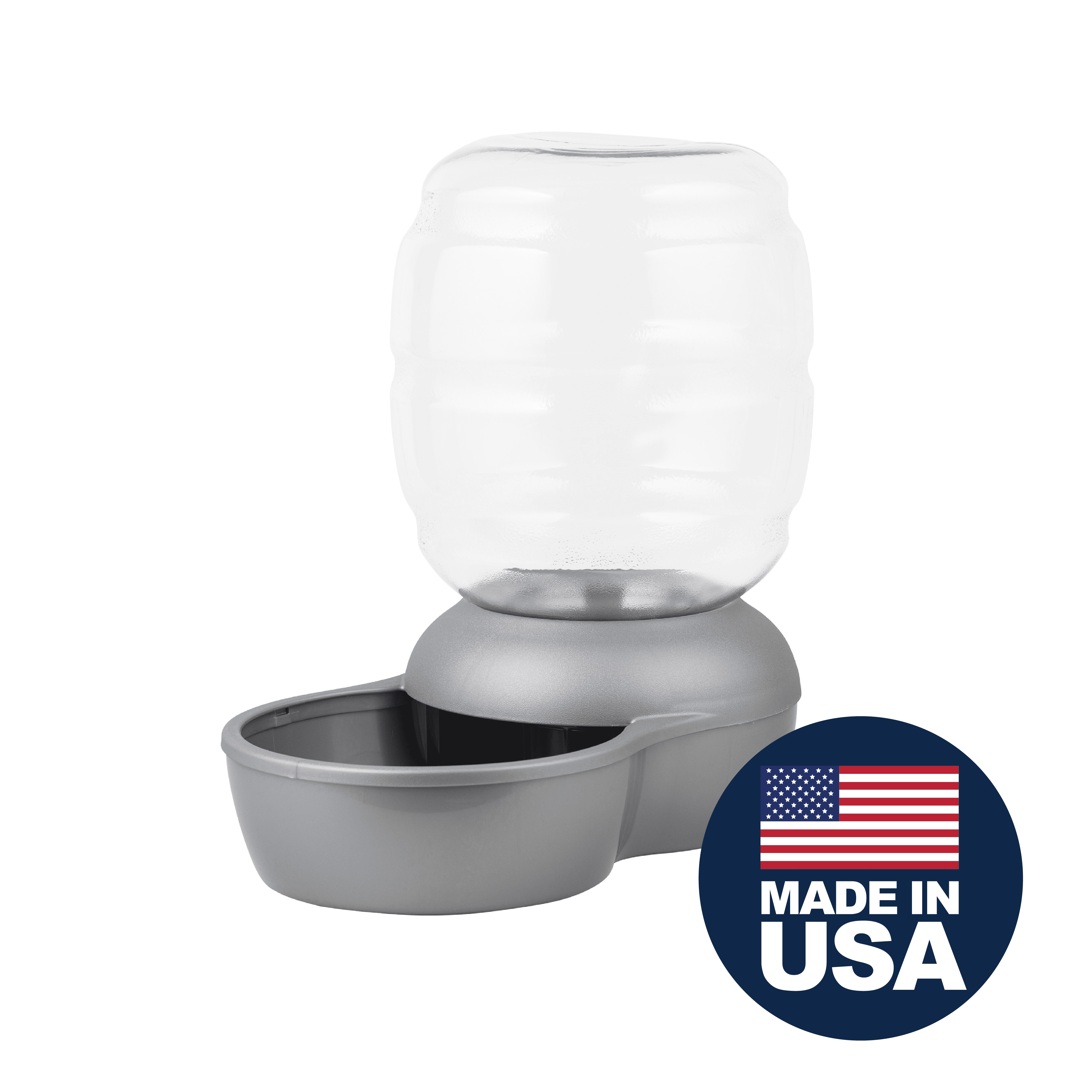 Petmate Replendish Gravity Pet Waterer with Microban for Cats and Dogs, 4 Gallons, Silver