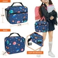 thumbnail image 3 of OPUX Insulated Lunch Bag Kids, Lunch Box for School Boy Girl, Leakproof Small Reusable Compact Soft Mini Cooler Bag, Toddler Small Lunch Boxes Kit Pail with Front Side Pockets, Space Astronaut, 3 of 6