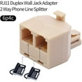 thumbnail image 2 of Telephone Splitter Adapter RJ11 6P4C Duplex 2 Way Wall Jack Plug Phone Line Split Two Modular Converter Male to 2, 2 of 5