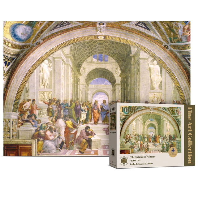 Antelope - School of Athens Puzzle Fresco Raphael Officially Licensed - 1000 Pieces High Resolution, Matte Finish, Smooth Edging, No Dust Classic Artistic Puzzle