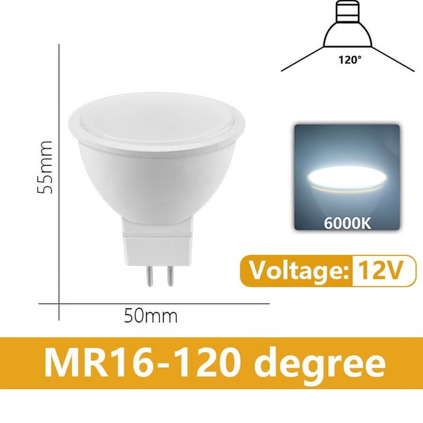 Bombilla de foco LED MR16, CA/CC, 12V, GU5.3, baja presión, 3W, 5W, 6W, 7W, luz de 38/120 grados, puede reemplazar a 20W, 50W, lámpara halógena, 4-20 piezas