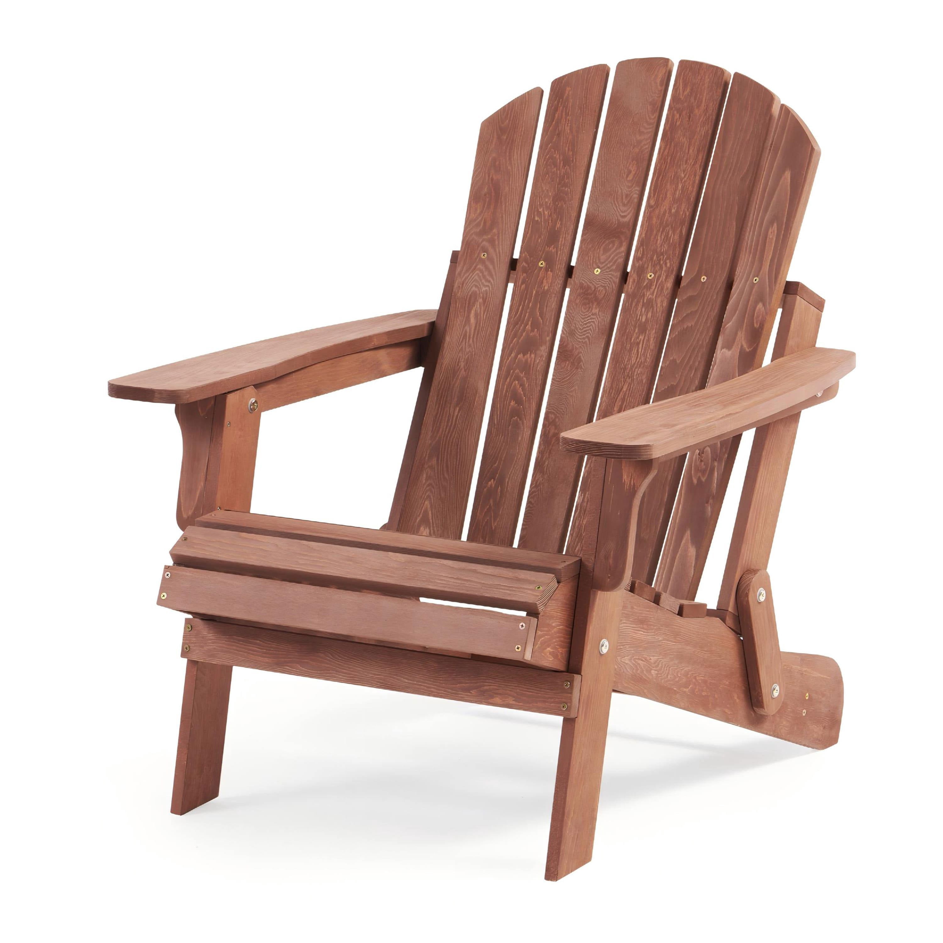 Resenkos Pre-Assembled Parts Solid Wood Outdoor Seats, Oversize Foldable Adirondack Chairs for Garden, Porch and Pool Deck, Coffee