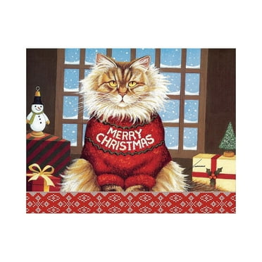 LANG Squeaky's Christmas Boxed Greeting Cards, Linen Embossed, Holiday Occasion, 18 count