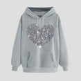 thumbnail image 2 of ZyeKqe Hoodies for Women Fleece Lined Heart Printed Hooded Sweatshirt Solid Color Comfy Loose Fitted Pullover Tops, 2 of 5