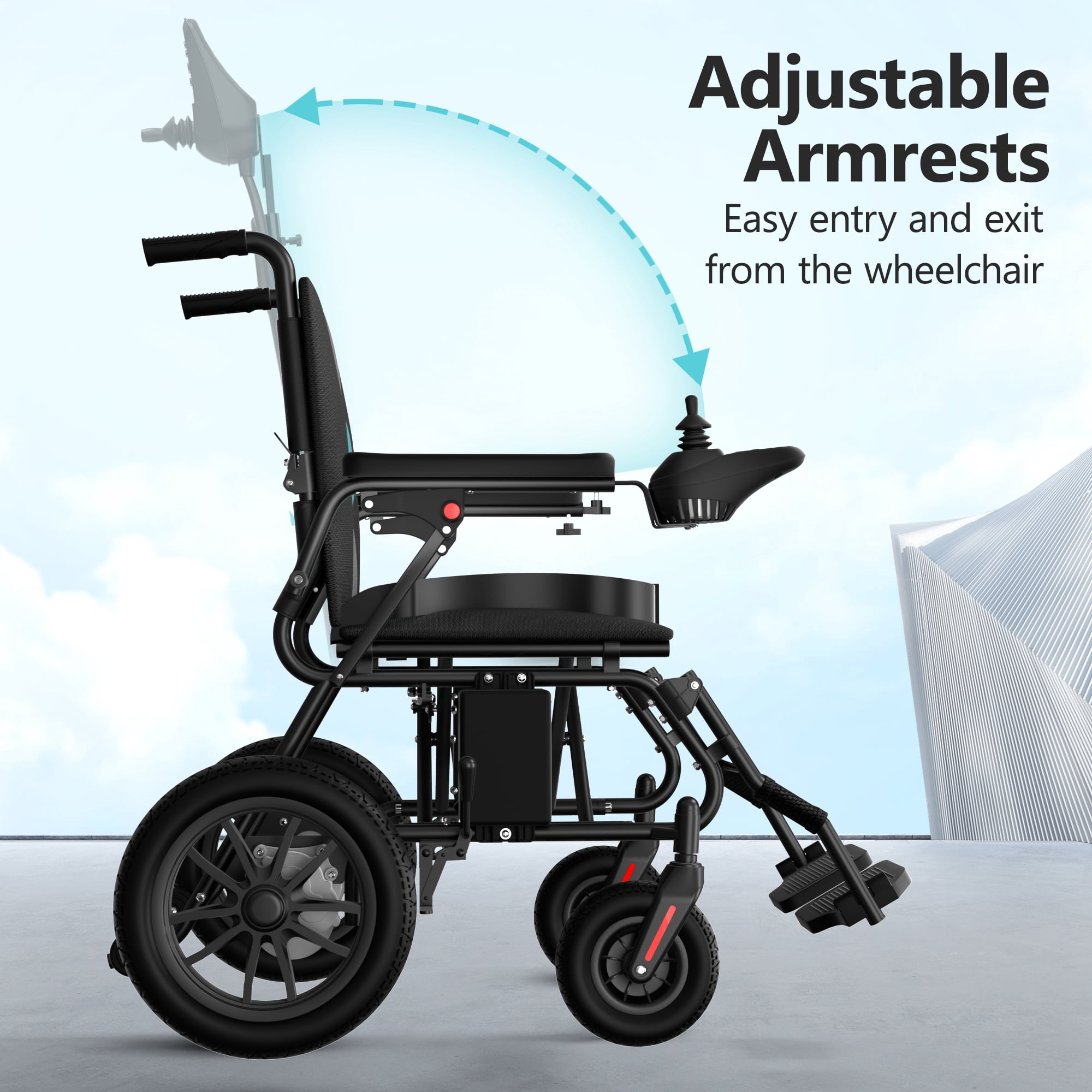 COOLHUT Electric Wheelchair, 20+ Miles Long-Range (350LBS) Lightweight Portable Electric Wheelchair for Adults, Smart Motorized Mobility Scooter with 360° Joystick, 8-Years Warranty
