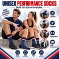 thumbnail image 4 of Cycling Socks 3-Pack, Cushioned Crew Bike Socks, Half Terry Athletic Sports Socks, Star Print, Unisex, Size 10-13, 4 of 6