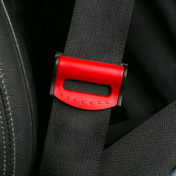 MELIVO 2-Pack Car Seat Belt Adjuster Clips - Universal Auto Shoulder Neck Strap Positioner Car Seat Belt Clip Stopper Strap Buckle for Comfort Tension, Improve Seat Belt Fit & Reduce Neck Strain Red