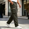 thumbnail image 6 of MXALUOB Cargo Pants for Men Waffle Knit Drawstring Waist Casual Pant Solid Color Workout Running Trousers with Zipper Pockets, 6 of 6