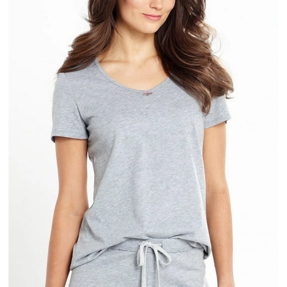 Nautica Ash Heather Grey Short Sleeve V-neck Sleep Shirt Top Women's XS
