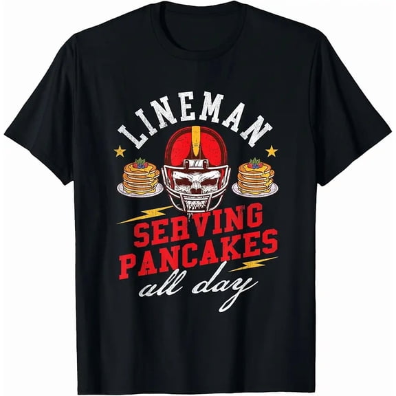 Lineman Serving Pancakes All Day - Football Player Sports T-Shirt