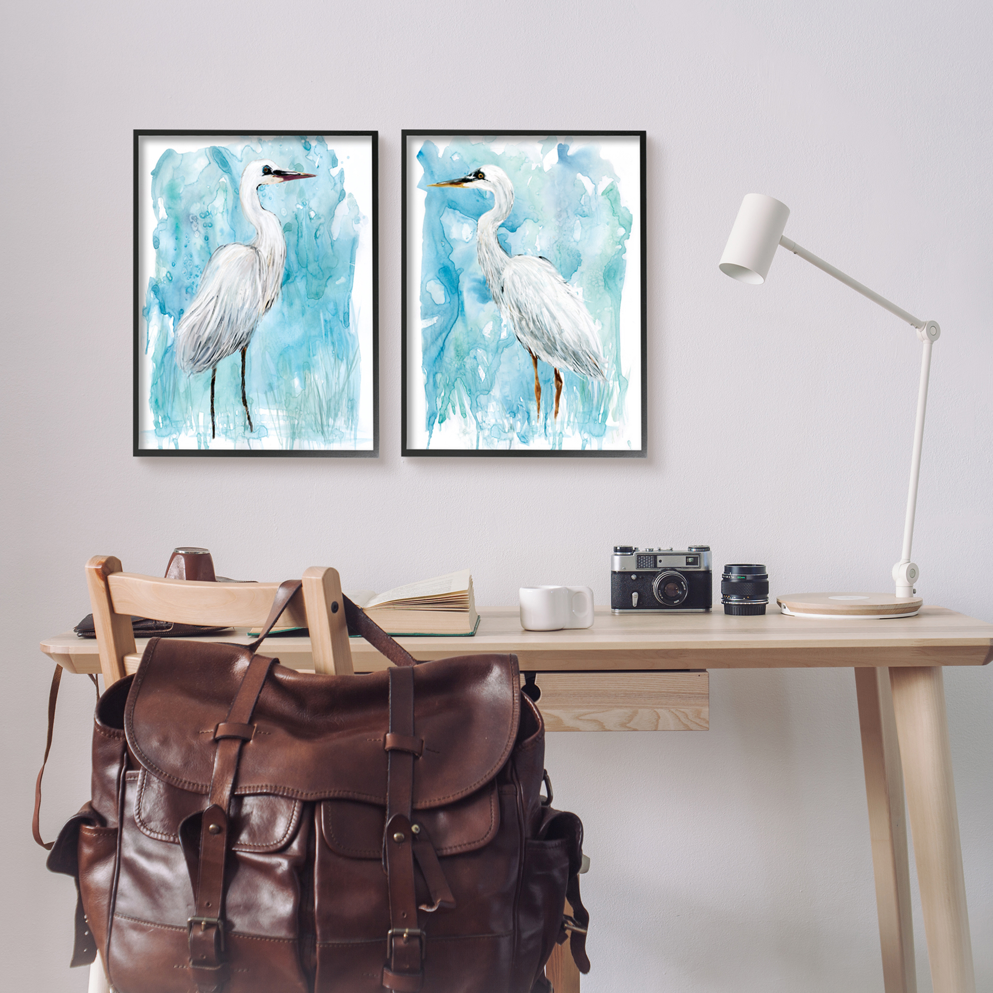 Stupell Industries Nautical Crane Pair White Beach Birds Blue Sky, 16 x 20, Design by Carol Robinson