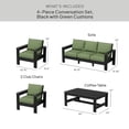 thumbnail image 2 of Better Homes & Gardens Ezra 4-Piece Outdoor HDPE Conversation Set, Black with Green Cushions, 2 of 9