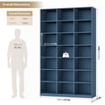 thumbnail image 3 of Hiphuta 86"H x 47"W Wood Triple 7-Tier Standard Bookcase, Tall Bookcase for Bedroom, Living Room and Office, Freestanding 21 Cubes Display Storage Shelves, Blue, 3 of 7