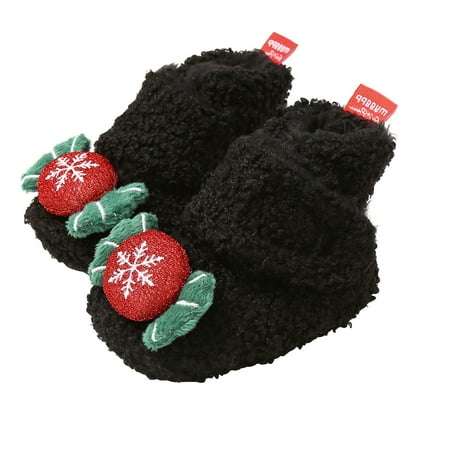 

QWERTYU Baby Toddler Girls Boy Non-Slip Christmas Slippers Newborn Infant Soft Sole Fleece Booties Winter First Walkers Shoes 0-18M 3