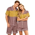 thumbnail image 2 of Button Up Pajamas for Women Mens Pajamas Set Shorts Men's Pajama Sets Matching Pajamas for Couples Matching Pajamas Set for Couples Plaid Button Down Soft Cooling Sleepwear Pockets Women Men, Red, S, 2 of 5