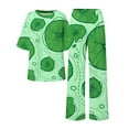 thumbnail image 5 of BWASD Women Pajama Sets 2 Piecee Plus Size Breathable Floral Print Shorts Sleeve Top and Pant Summer Soft Sleepwear Fashion Leisure Loungewear Pjs Outfits (Green L), 5 of 6