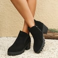thumbnail image 2 of Mepaouo Women's Ankle Boots Chunky Heel Platform Short Booties Lug Sole Chelsea Wedge Winter Dress Shoes, 2 of 9