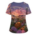 thumbnail image 4 of LHVUOA Scrubs Tops for Women Cute Kitty and Clouds Print Short Sleeve Nurse Working Uniforms Cartoon Pattern Tops with Pockets, 4 of 4