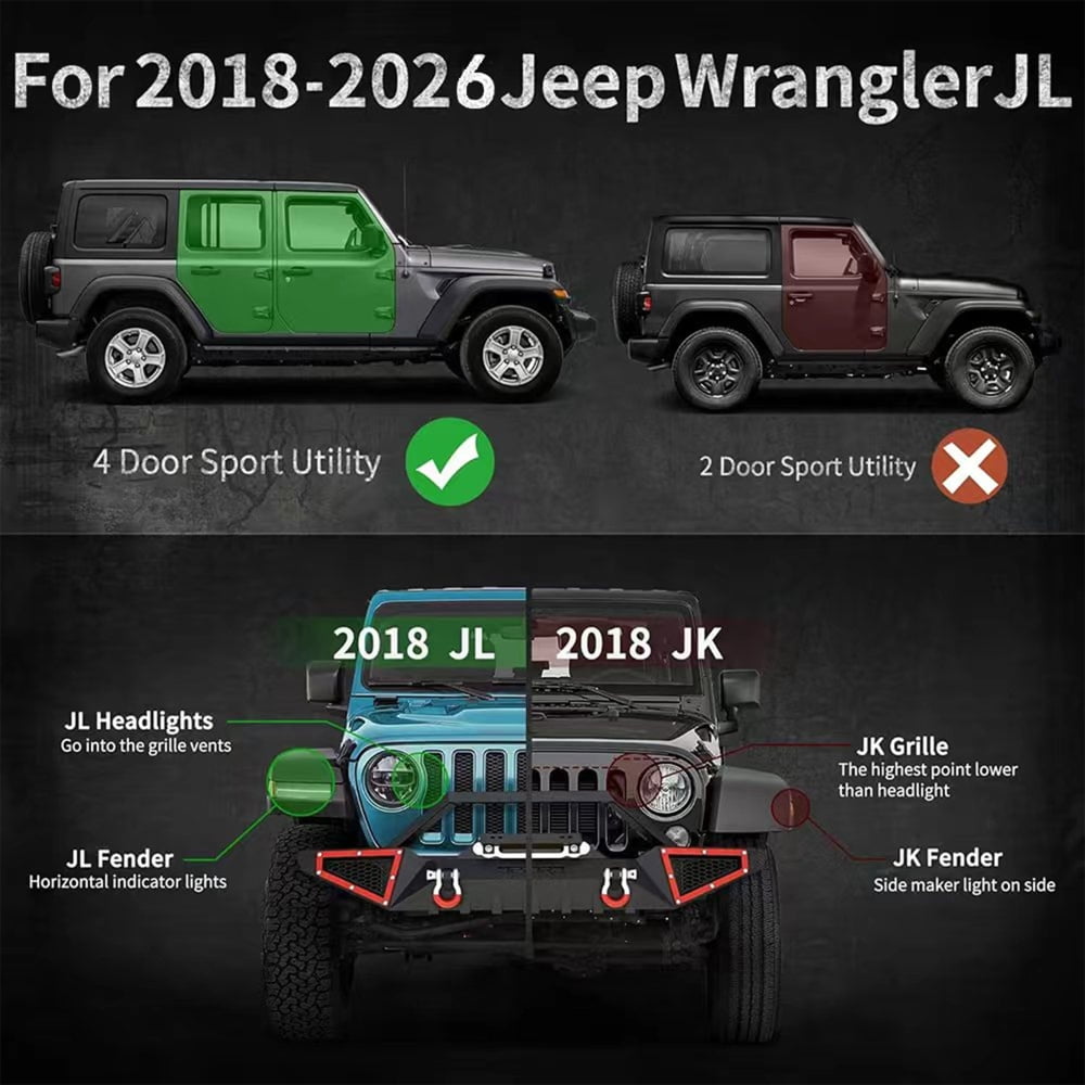 Running Boards Nerf Bars Side Steps Compatible with 2018-2026 Jeep Wrangler JL 4 Door 2PCS