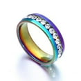 thumbnail image 3 of Luxury Ring Mens/Women's Wedding CZ Titanium Steel Mystic Rainbow Band Size 5-13, 3 of 5