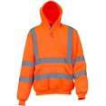 thumbnail image 3 of Men's Solid Color Reflective Hooded Sweatshirt Long Sleeve Sweater Top Loose Road Work High Visibility Pullover (Orange,XL), 3 of 4
