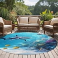 thumbnail image 4 of Shark Coastal Round Area Rug 7 FT, Non Slip Living Room Area Carpet, Summer Beach Coral Ocean Nautical Washable Soft Circular Rug Non-Shedding Floor Carpet for Bedside Office Play Room Classroom, 4 of 9