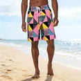 thumbnail image 2 of VBTAPA Mens Swim Trunks Tropical Print Bathing Suit Lightweight Drawstring Beach Board Shorts with Pockets Pink XL, 2 of 8