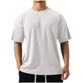 thumbnail image 2 of Hfnxid Mens Basic Top Slim Fit Short Sleeve T-Shirts Lightweight Breathable Crewneck Tops Casual Stretchy Going Out Vacation Workout Tops White XL, 2 of 6
