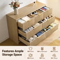 thumbnail image 3 of CHITOOMA Modern 7 Drawer Dresser, Wide Fluted Wood Storage Cabinet with Gold Handles, Chest of Drawers for Bedroom or Living Room, Natural, 3 of 8