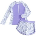 thumbnail image 1 of Pimfylm Tween Girl Bikini Set Girls Rash Guard Swimsuits 2 Piece Bathing Suit Summer Swimwear Purple,Size for 8-9 Years, 1 of 6