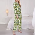 thumbnail image 3 of Goofa Green Hawaii Palms Printed Women’s 2 Piece Pajama Set Super,Pajamas Women's Long Sleeve Sleepwear Soft Button Down Loungewear Pjs Lounge Set Nightwear-Small, 3 of 9