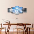 thumbnail image 3 of Elephant Stock Stairway To Jesus Christ Wall Art - Horizontal Multi Panel Canvas - Living Room Wall Decor - Religion And Spirituality Multi Panel - Gray And Blue Decor - 74" x 34", 3 of 8