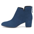 thumbnail image 2 of YDN Women Classic Round Closed Toe Chelsea Ankle Boots Block Low Heel Back Zipper Booties Winter Dressy Shoes Size 7.5 Blue, 2 of 5