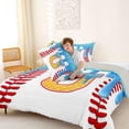 thumbnail image 4 of Erosebridal Waffle Drip Letter U Queen Comforter Set, Cute Baseball Sport Bedding Comforter Set for Girls and Boys, Gray Reversible 3-Piece, 1 Comforter and 2 Pillowcases, 4 of 6