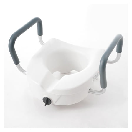 Raised Toilet Seat 5 Inch, 350lbs Capacity, Adjustable Width 19.1-21.7", for Elderly, Handicap, Pregnant - Round & Elongated Toilets