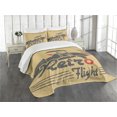 thumbnail image 3 of Ambesonne Vintage Airplane Quilted Bedspread Set 3 Pcs, Retro Emblem, King Size, Sand Brown Vermilion, 3 of 5